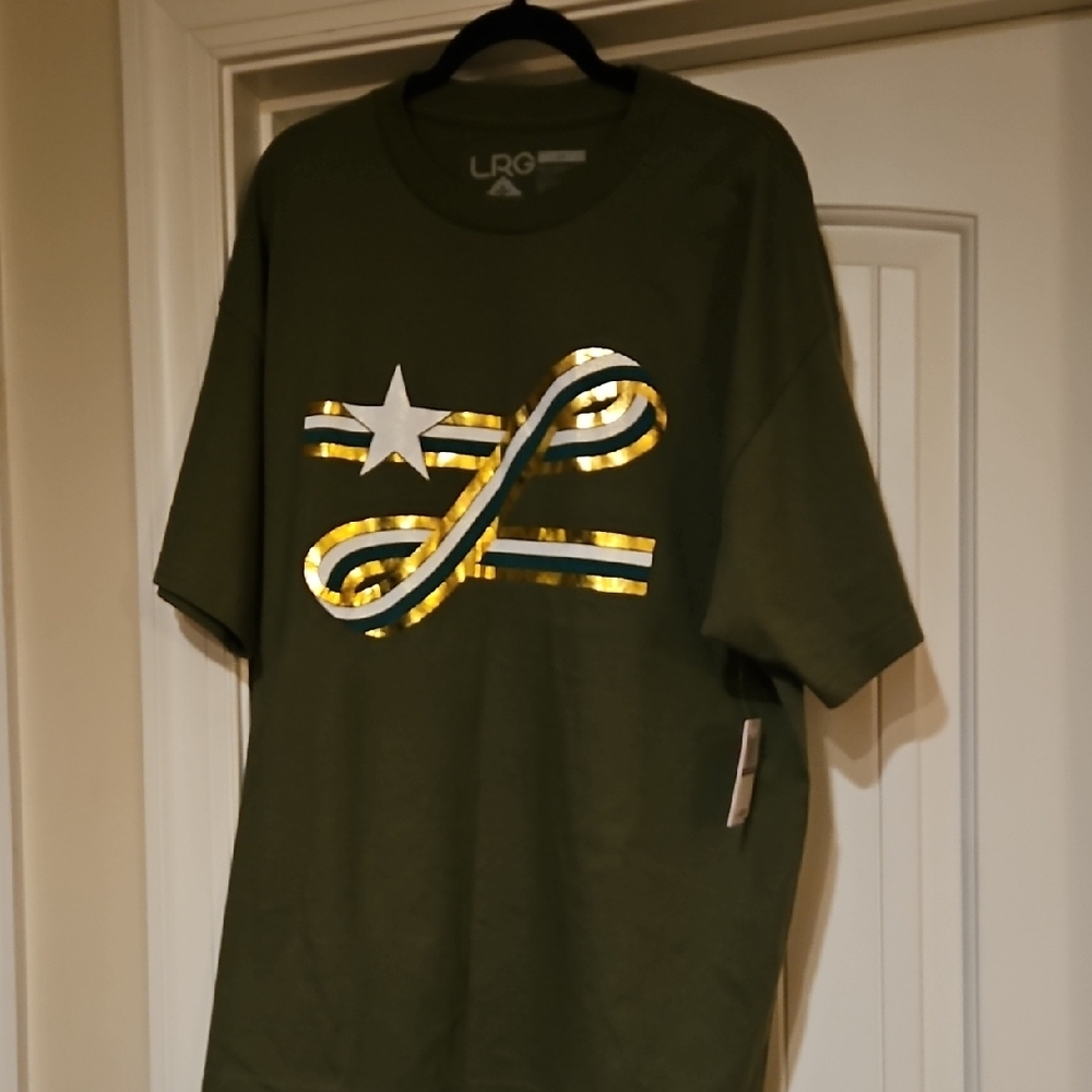 LRG Olive Tee with Gold and White Accents